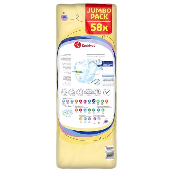 Kruidvat 5+ Junior Plus plenice Jumbo Pack<br>velikost 5+ (11-18 kg), 58 kosov