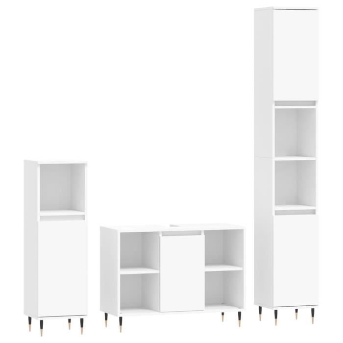 Badkamermeubelset - GAROSA - 3-delig - Samengesteld hout - Wit - Modern