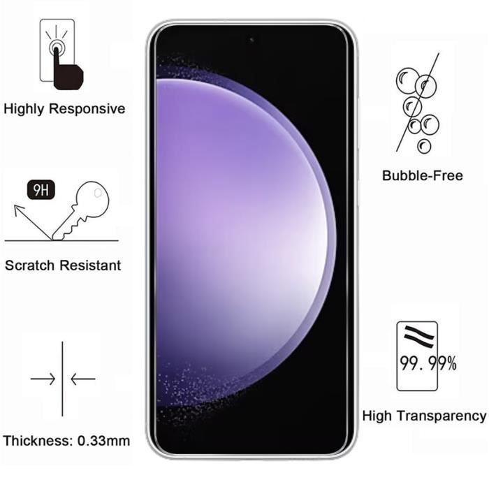 Shockproof case - Phonillico - Samsung Galaxy S23 FE - Soft silicone - 2 tempered glass screen protectors - Reinforced protection
