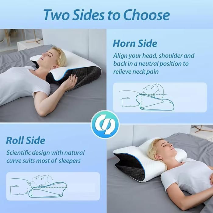 Visco-elastisch nekkussen, 2-in-1 ergonomisch orthopedisch kussen, verlicht nekpijn, 1 stuk, lichtgewicht (zwart)