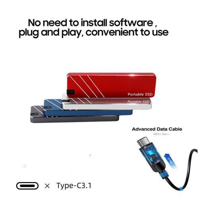 4TB Portable SSD External Hard Drive - Type-C3.1 Interface, Ultra-Thin Metal, Multi-System, Plug & Play - Red