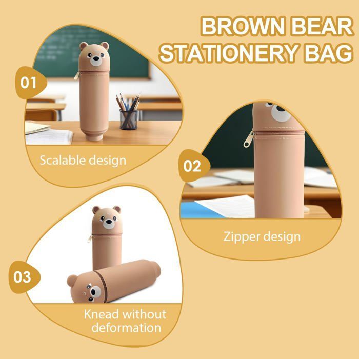 Siliconen etui - 1 stuk, 2-in-1, dierenprint, kawaii - Geschikt voor school en kantoor