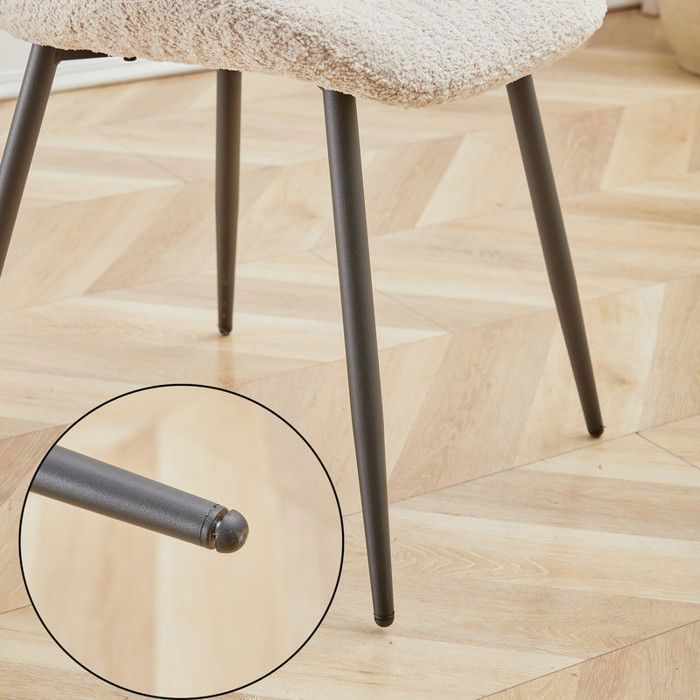 Dining Chair - Retro - Set of 4 - Linen - Metal Legs - Comfortable and Elegant (Beige)