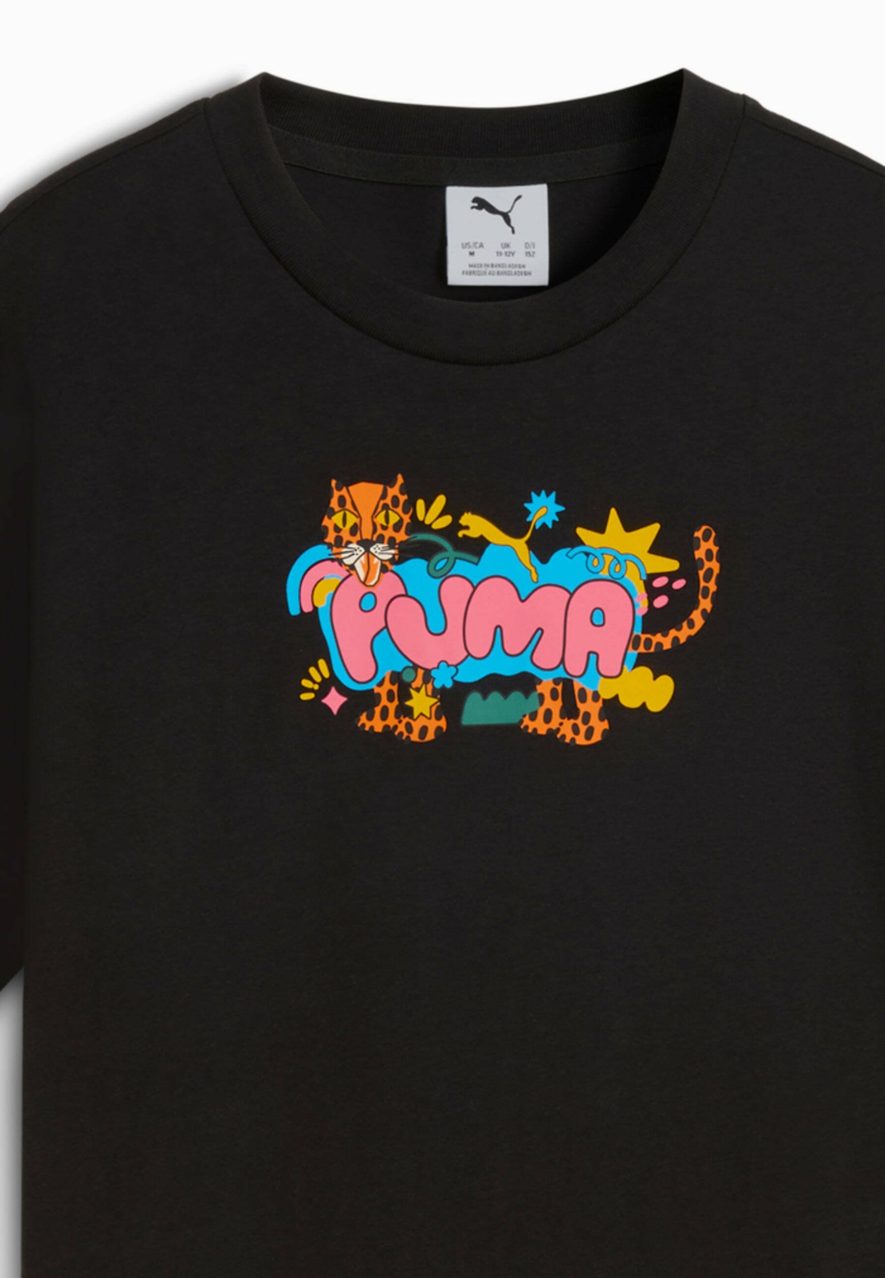 Puma GRAPHIC LEOPARD - Print-T-Shirt - schwarz