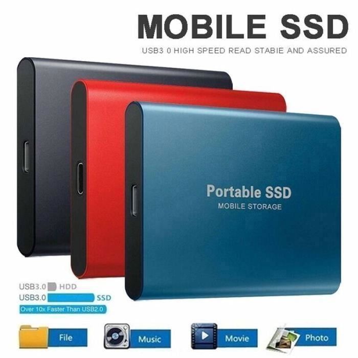 Disco rigido esterno da 4 TB - SSD esterno portatile - 4 TB - USB 3.0 - Nero