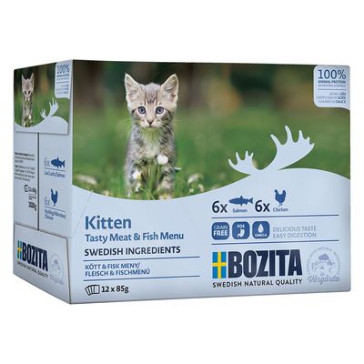 12 x 85 g Bozita vådfoder til katte - 11 + 1 gratis!*