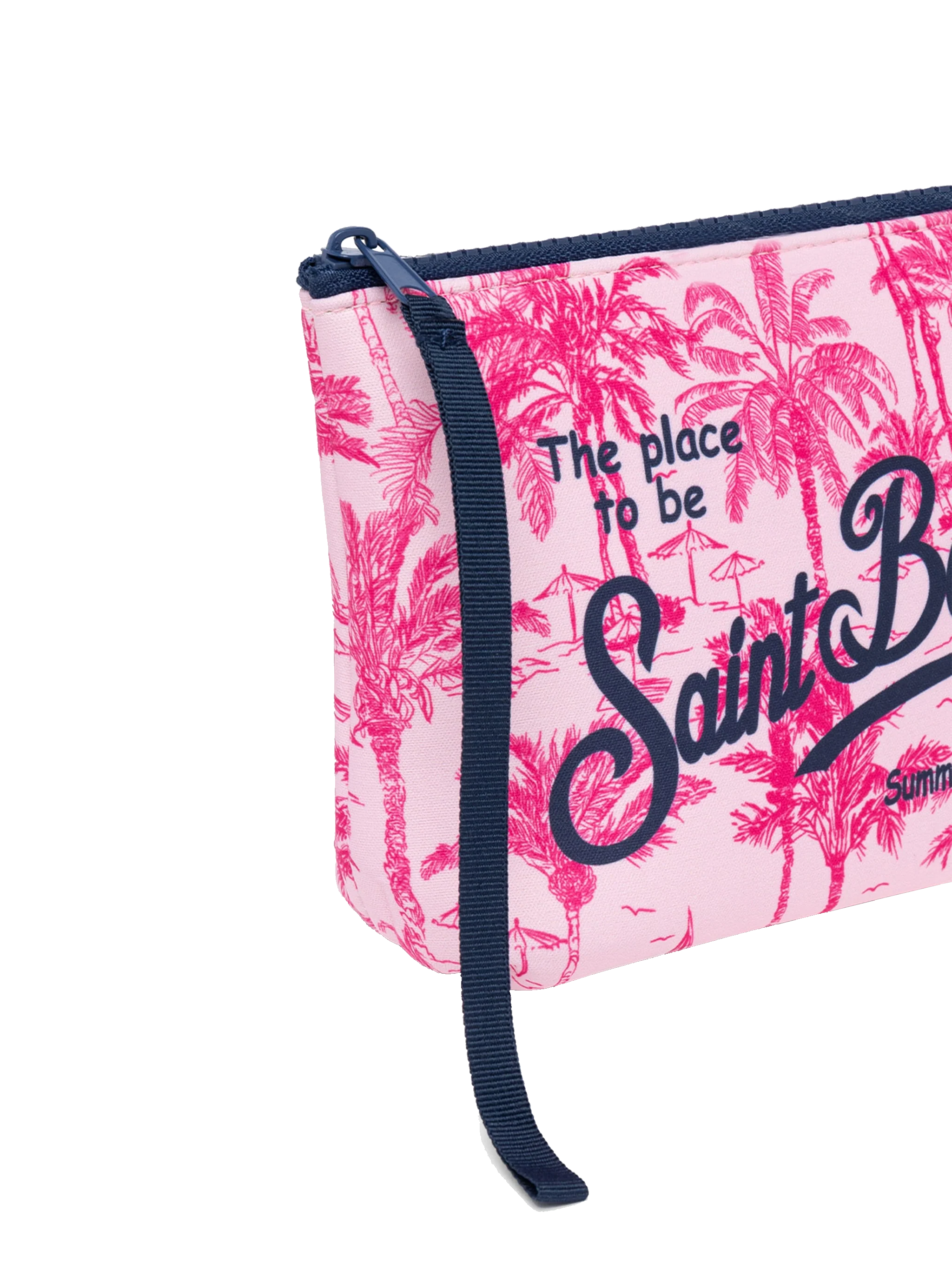 Aline clutch tas van scuba-stof met toile de jouy-print.
