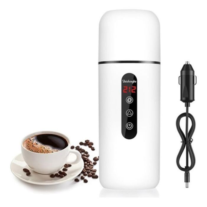 Hervidor de agua portátil para coche y calentador de café - Calentador de agua de viaje de 12V/24V con función de preparación de café, hervidor pequeño