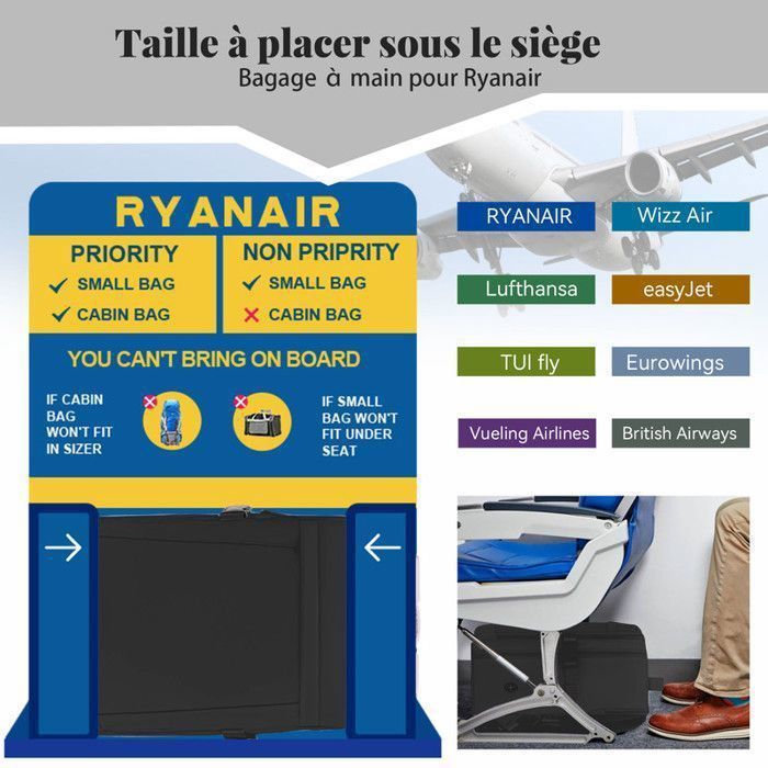 Borsa da viaggio multifunzionale 40x20x25 cm, adatta per la cabina dell'aereo, ideale per diverse situazioni, portatile e leggera.