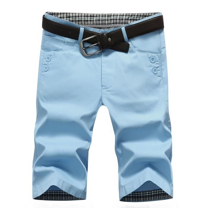 Bermuda Homme Cargo - Couleur unie - Bleu - Homme - Adulte