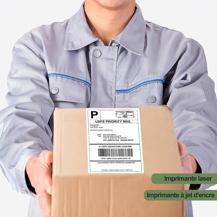 30 fogli di carta adesiva formato A4 per stampanti, colore bianco.