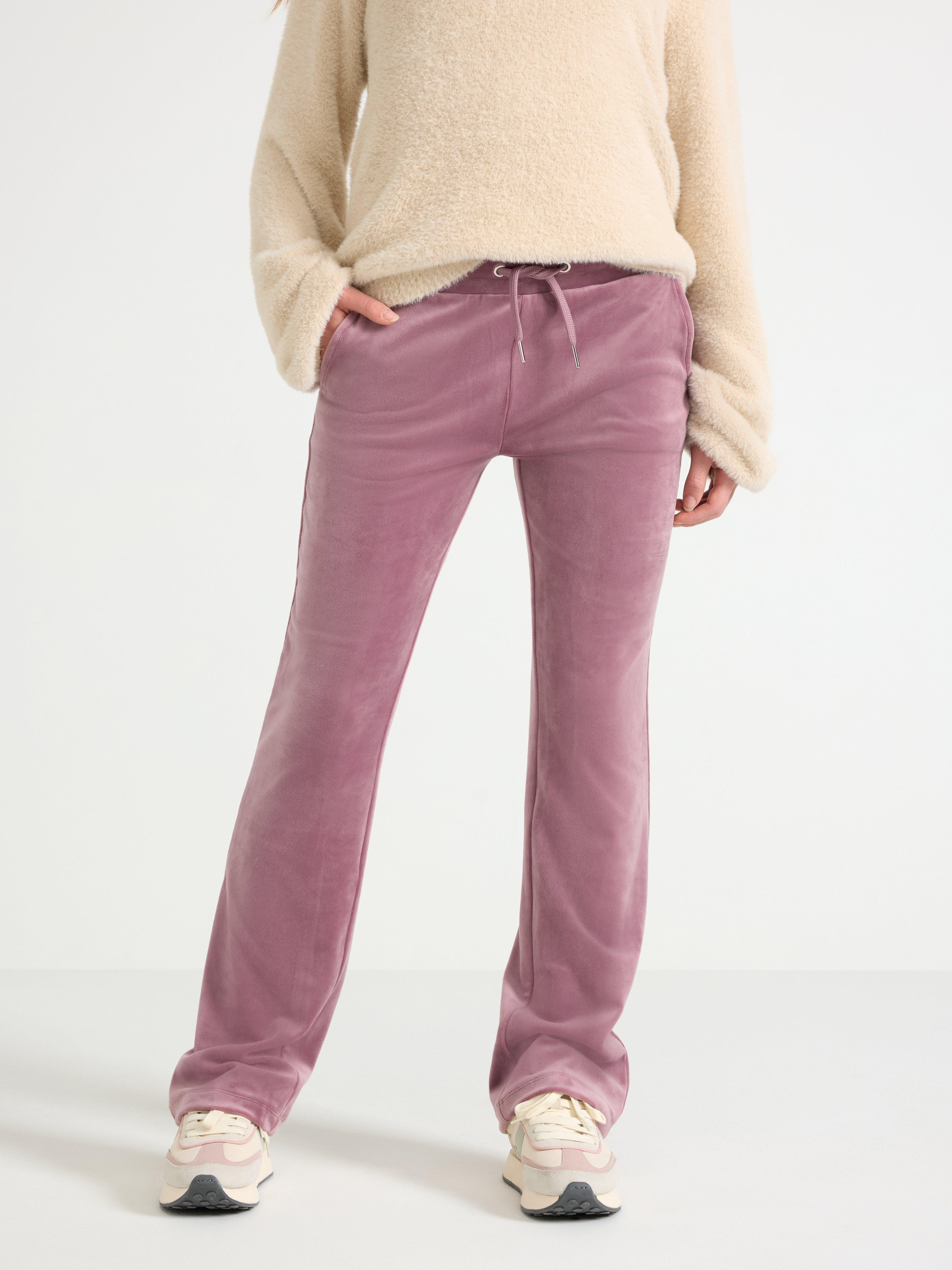 Utsvängda byxor i velour lilac