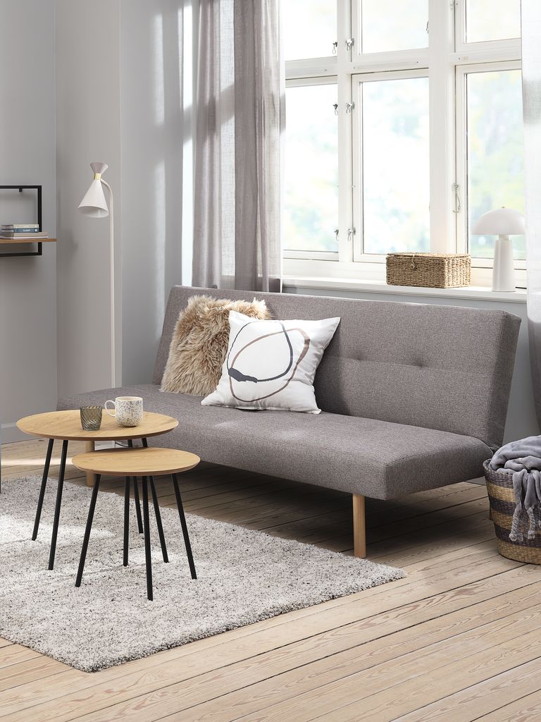 HOLSTED Sofa Krevet HOLSTED siva/prirodna tkanina
