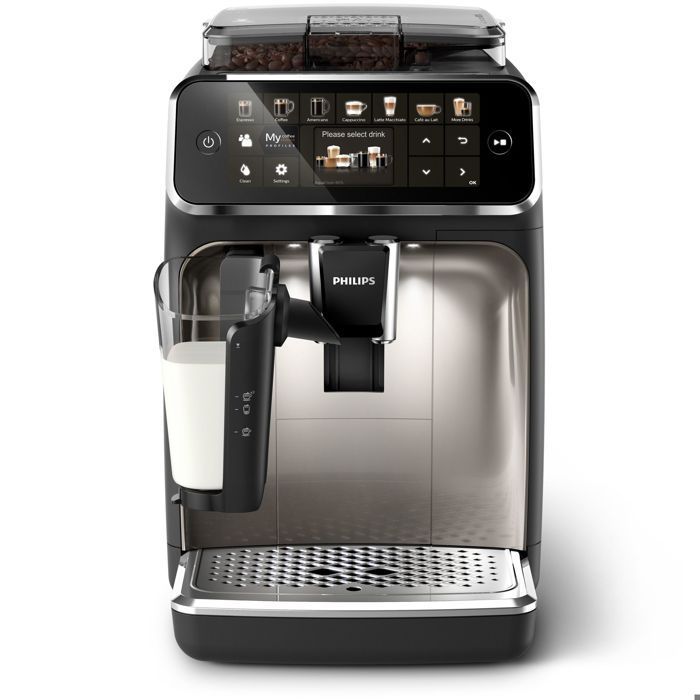 Philips Machine à expresso automatique série 5400, système de lait LatteGo, écran tactile, noir (EP5447/90)