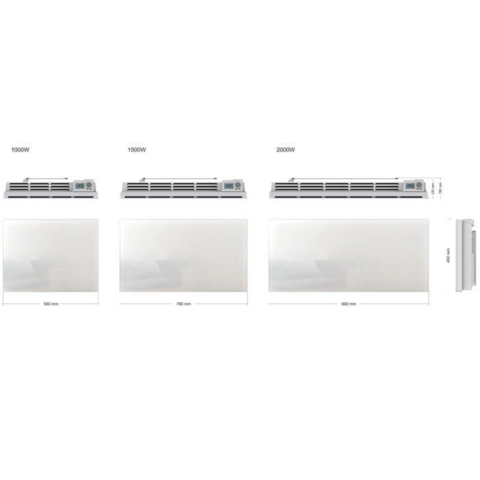 Radiateur électrique céramique GLASS blanc 1000W