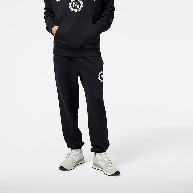Calça esportiva masculina de moletom atoalhado, preta, para todas as estações.