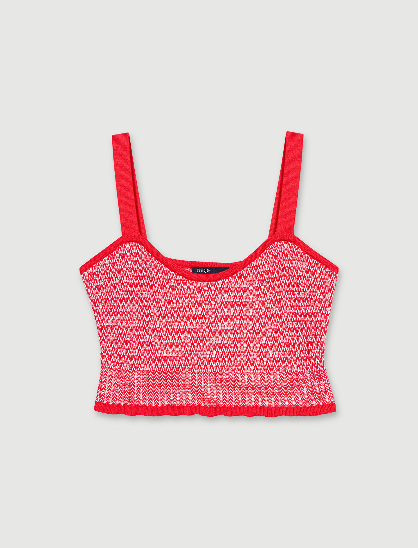 Set tricotat dublu cu model herringbone - Roșu
