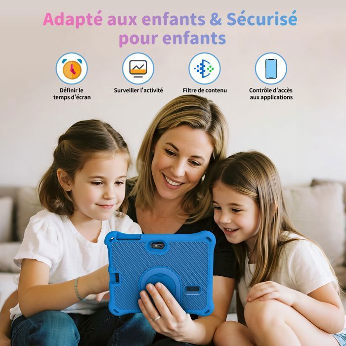 Tablet per bambini - LAMZIEN Tablet da 7 pollici - 4 GB di RAM - 64 GB di ROM - Controllo genitori - con custodia a prova di bambino