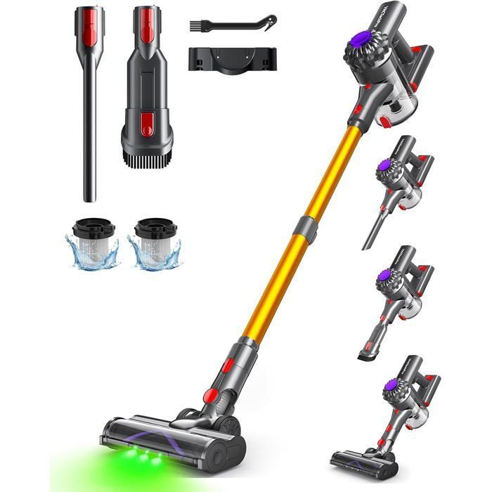 V15 Aspirateur Balai Sans Fil,35Kpa Aspirateur Sans Fil,6-En-1,35 Minutes D'Autonomie Avec Batterie Amovible,Pour Le Nettoyage
