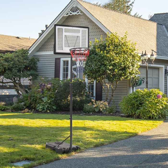 Aro de baloncesto independiente - HOMCOM - altura ajustable de 203 a 258 cm - ruedas - tablero sólido - base con peso - negro