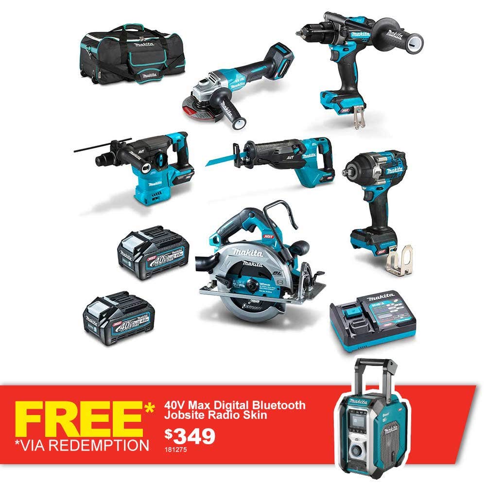 Conjunto de 6 peças MAKITA 40V Max XGT 2 x 4,0Ah Combo DK0191G601