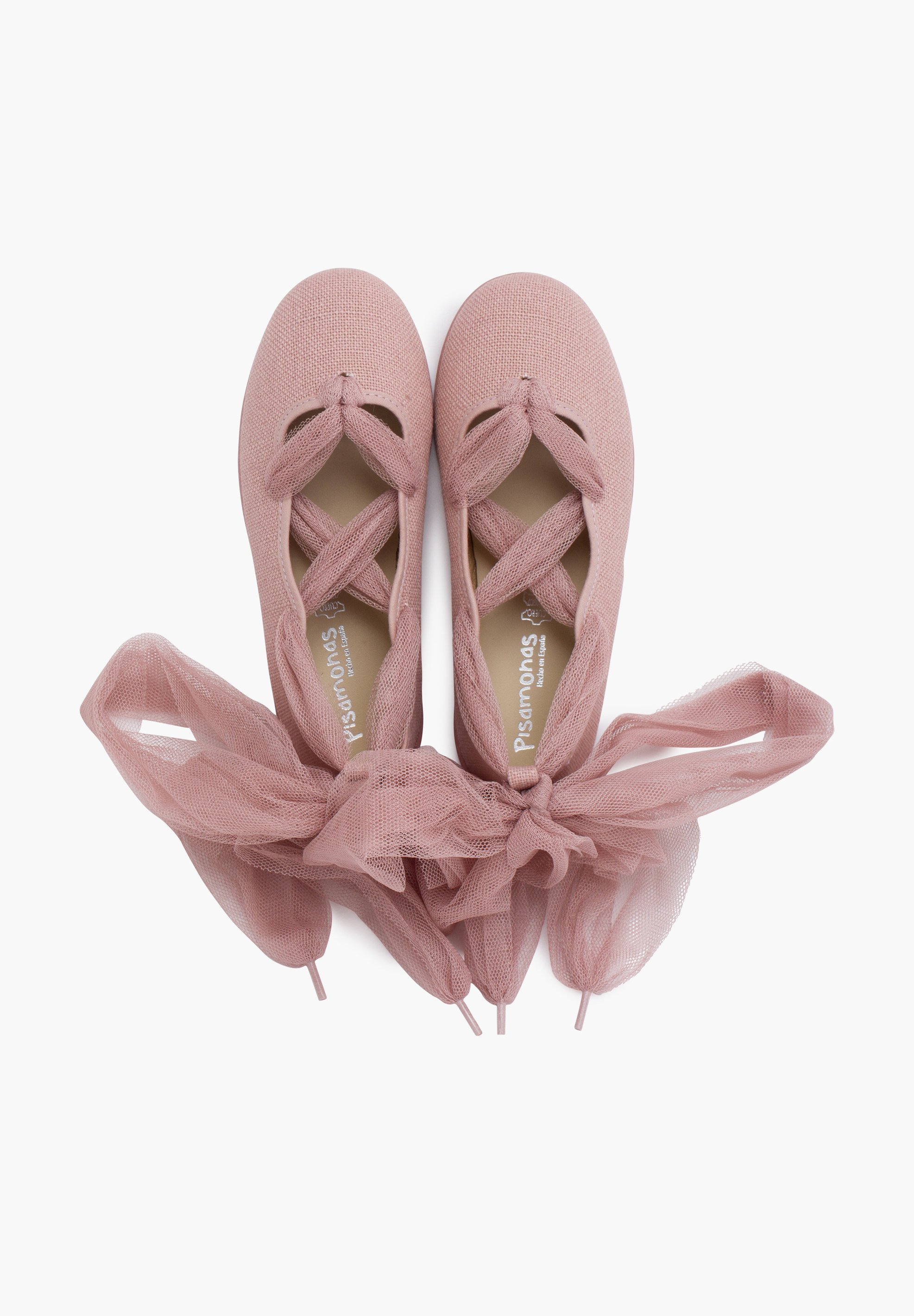 Pisamonas CROSSED STRAPS - Balerinke do gležnjev - prašno roza