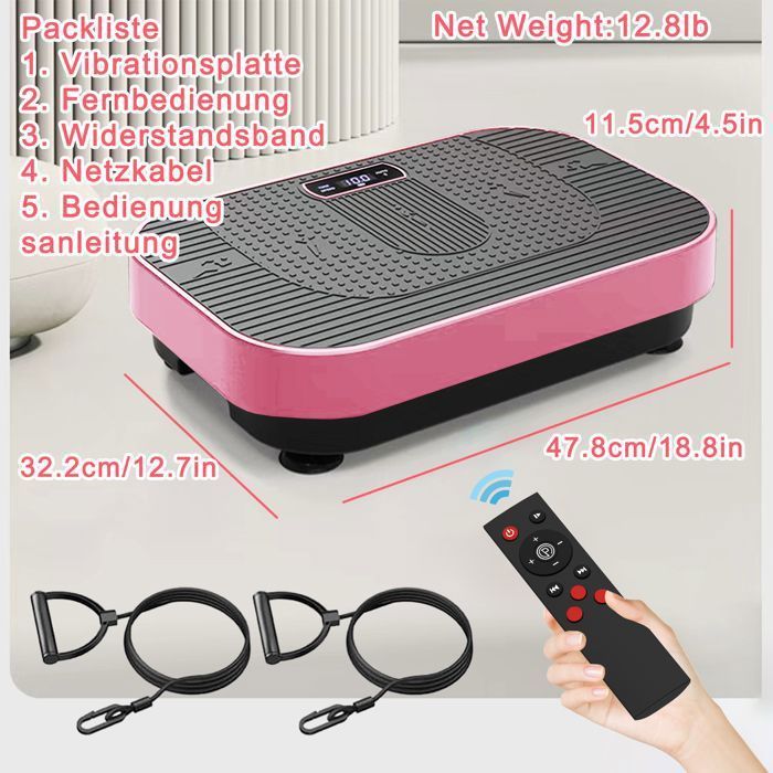 Pedana vibrante con telecomando – HJKJYX - 199 livelli - Portata massima 150 kg - Rosa