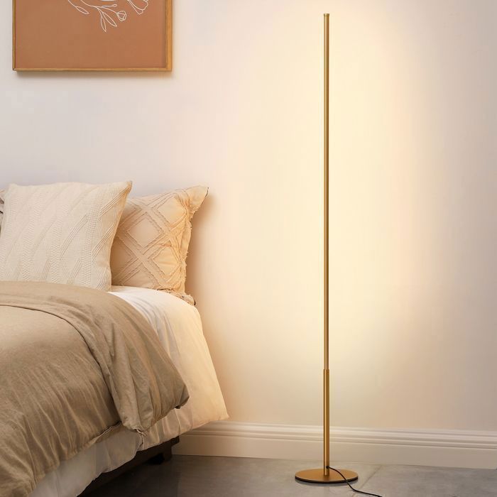 EDISHINE Lampadaire LED sur Pied Salon Dimmable, 19W 1100LM 3000K Blanc Chaud, 147cm, doré - lampe d'ambiance