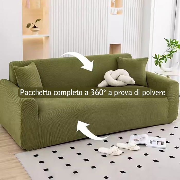 Capa de sofá em jacquard elástico - MHY® - 235-300 cm - Verde - Resistente a riscos - Impermeável - Respirável