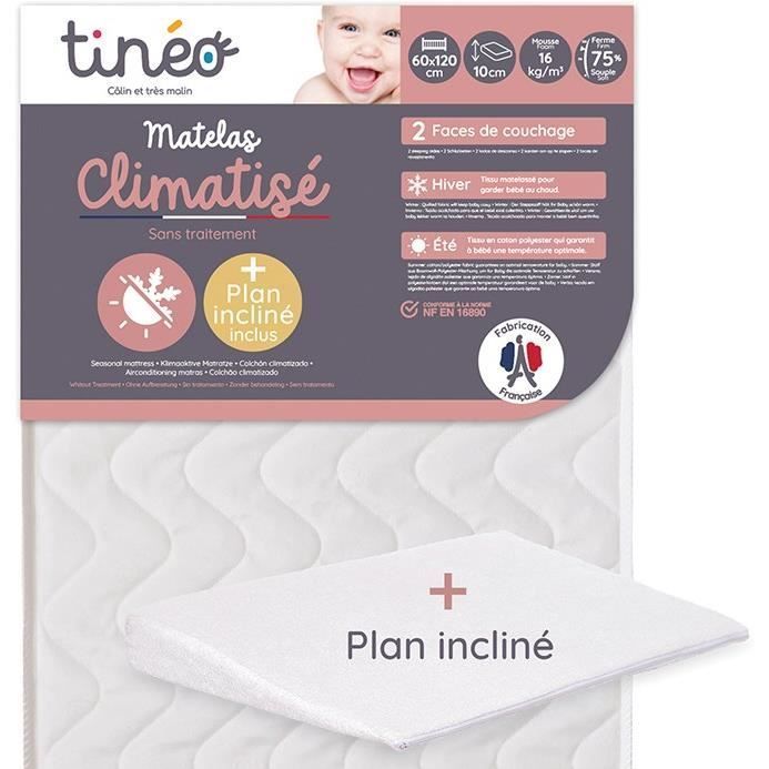 TINEO Air-Conditioned Mattress 60x120 cm - 10 cm Thick - Comes with a 15° inclined wedge