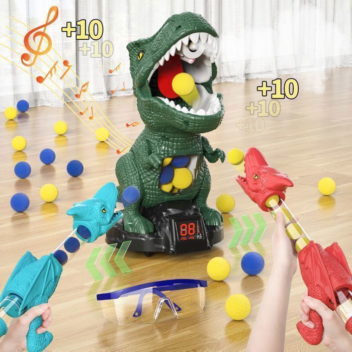 Cible mobile dinosaure jeu de tir ，kukufun，LED， Pistolet bille mousse, Jouet interactif, Jeux pour enfants 6+