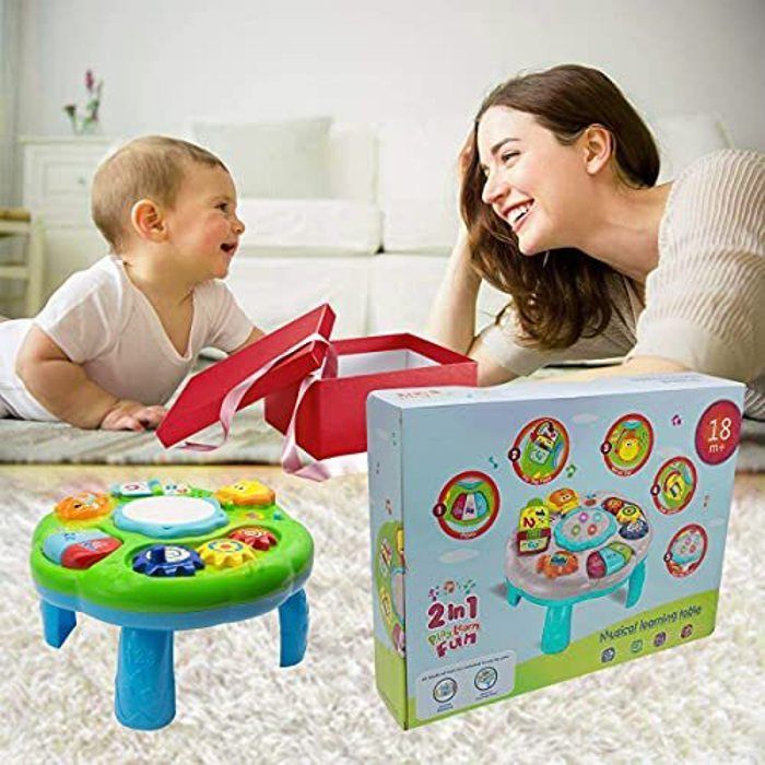 Mesa de actividades para bebés, juguetes para bebés de 1 año, con luces y música, juguete musical para bebés de 6 a 18 meses.