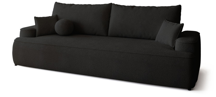 Czarna sofa z funkcją spania CARMELLO boucle