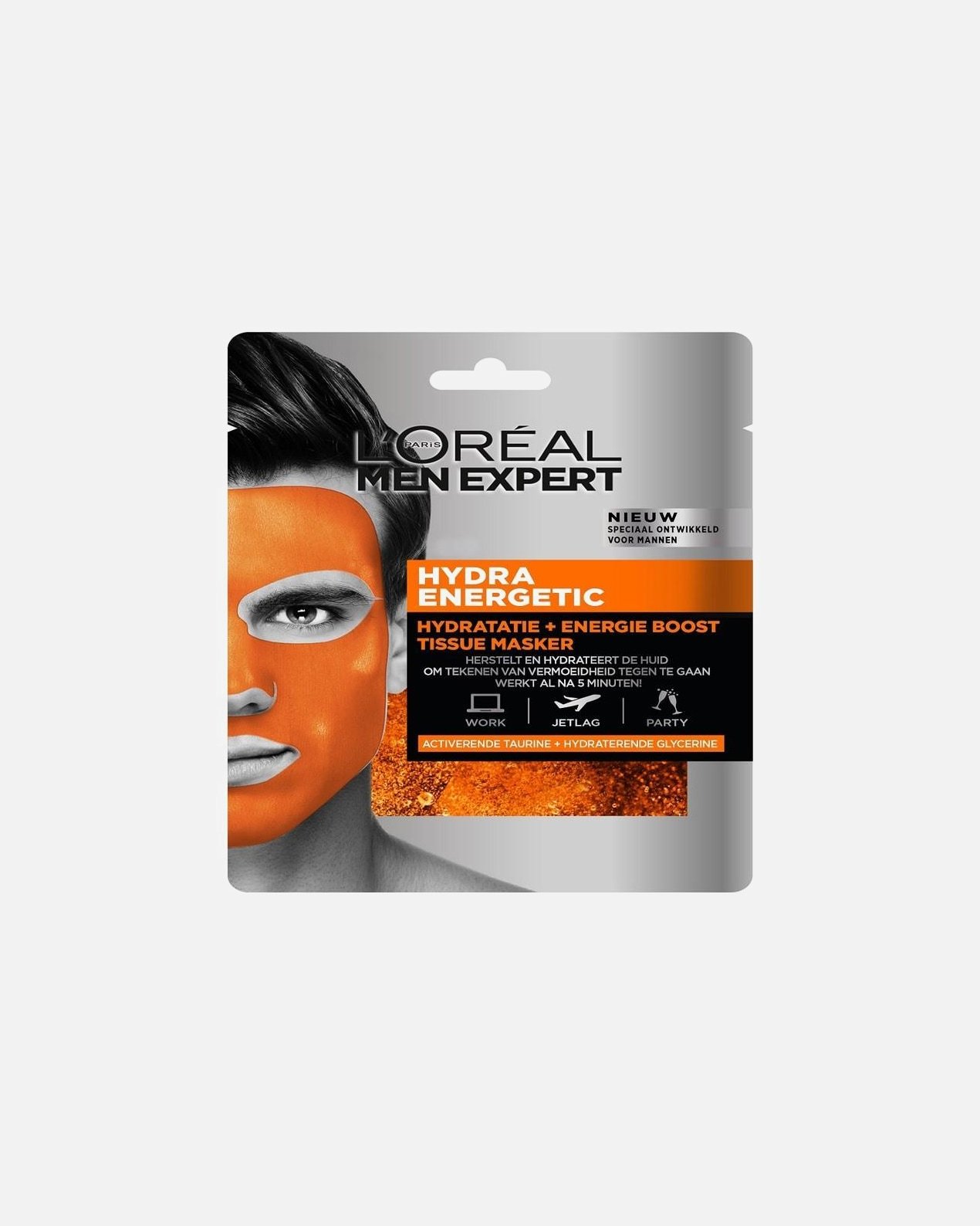 „L'Oréal Paris“ lakštinė veido kaukė vyrams „Expert Hydra Energetic Hydration“ – 1 vnt.