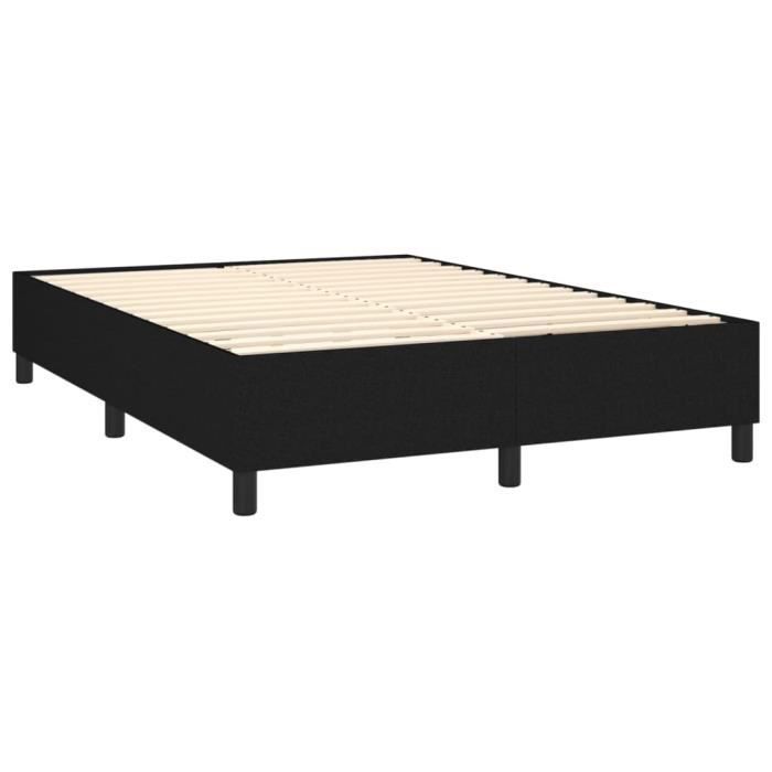 Base letto imbottita - GAROSA - Nera - 140x190 cm - Tessuto 100% poliestere - Gambe incluse