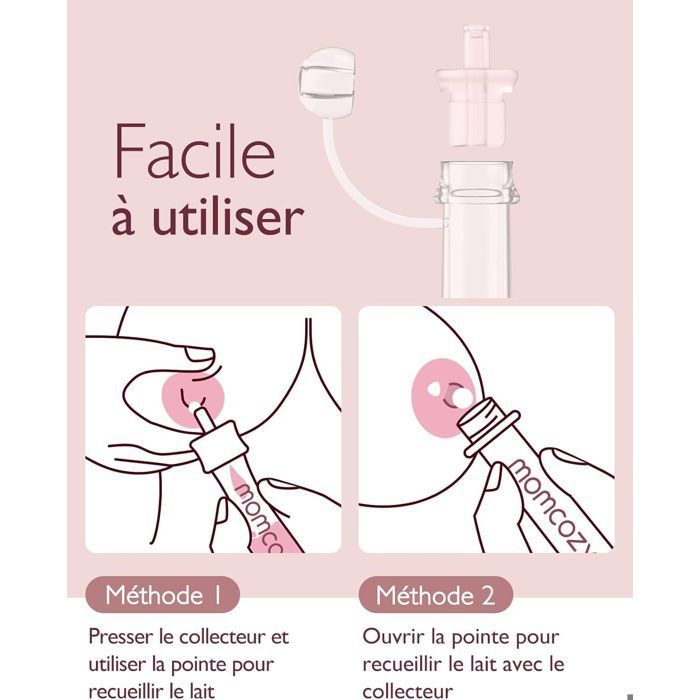 Momcozy Collecteur de lait réutilisable 6x5ml sans BPA, avec étui et lingettes Solution hygiénique et portable pour l'allaitement