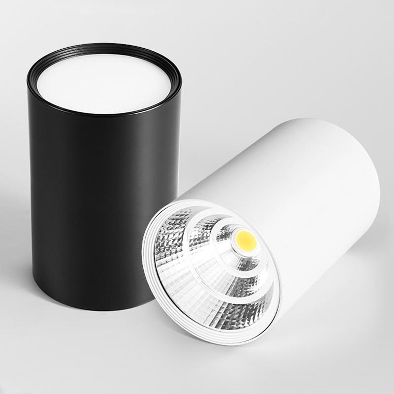 Downlight de techo de superficie de 12 W con LED COB, carcasa de aluminio, foco LED, diámetro de la luminaria: 100 mm, altura: 150 mm.