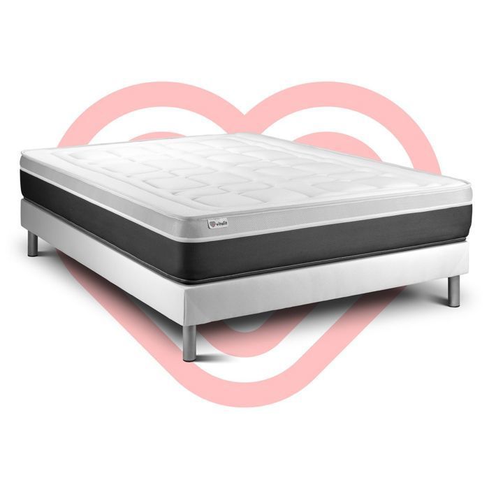 Conjunto de colchón y base de cama de 140x200 cm - Vital Soft Blanco