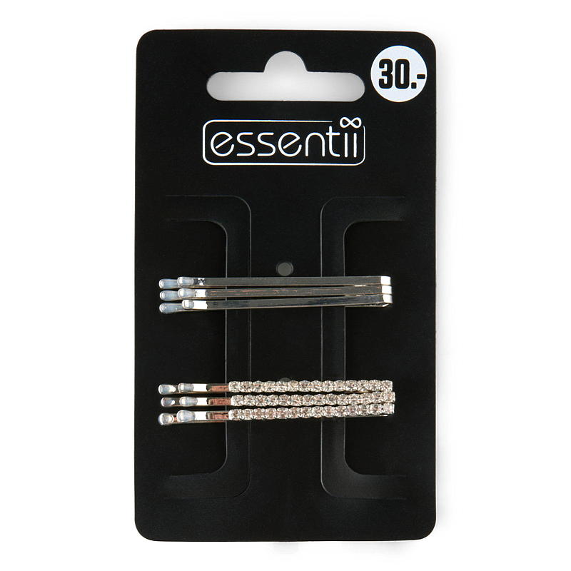 Essentii haarclip met en zonder strass-steentjes