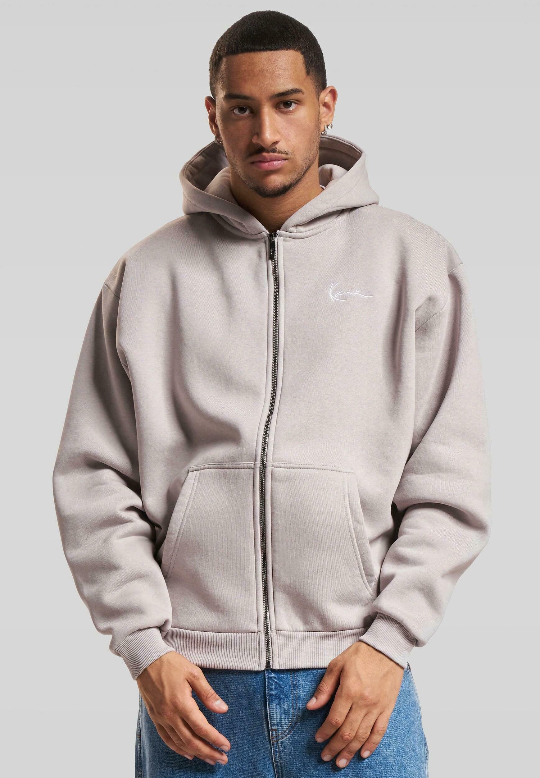 Felpa con zip Karl Kani CHEST SIGNATURE ESSENTIAL ZIP - grigio chiaro