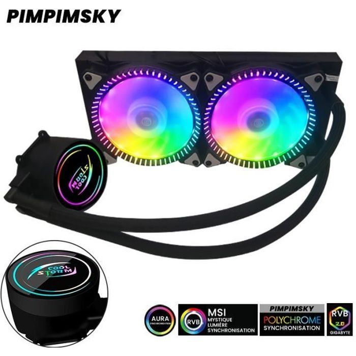PIMPIMSKY Flüssigkeitskühlungsset für Intel- und AMD-Prozessoren mit 4-Pin-RGB-Lüfter