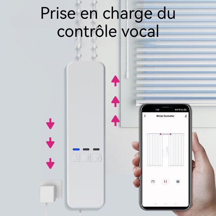 Interruptor para cortinas - ATELIX - WiFi para persianas enrollables. Interruptor para cortinas compatible con cordón de cortinas eléctricas.