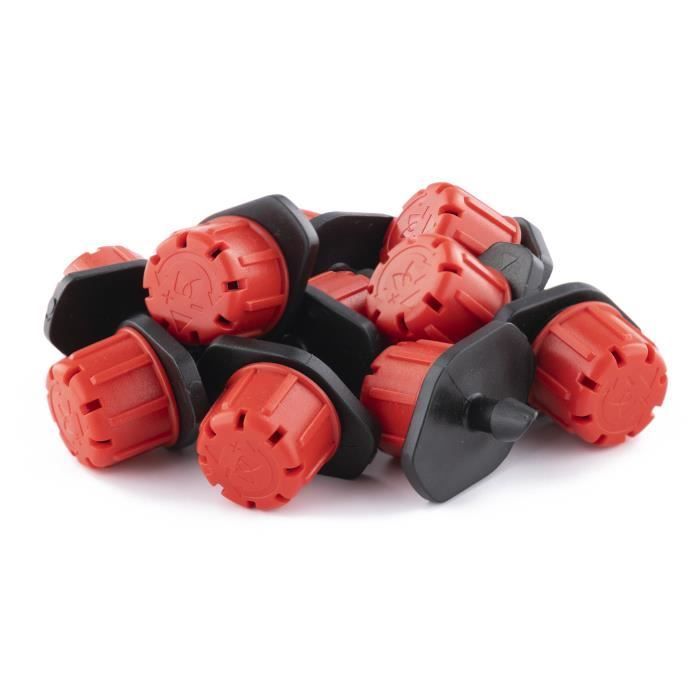 10 goteros ajustables (0-70 litros/hora) para riego por goteo AROZ.