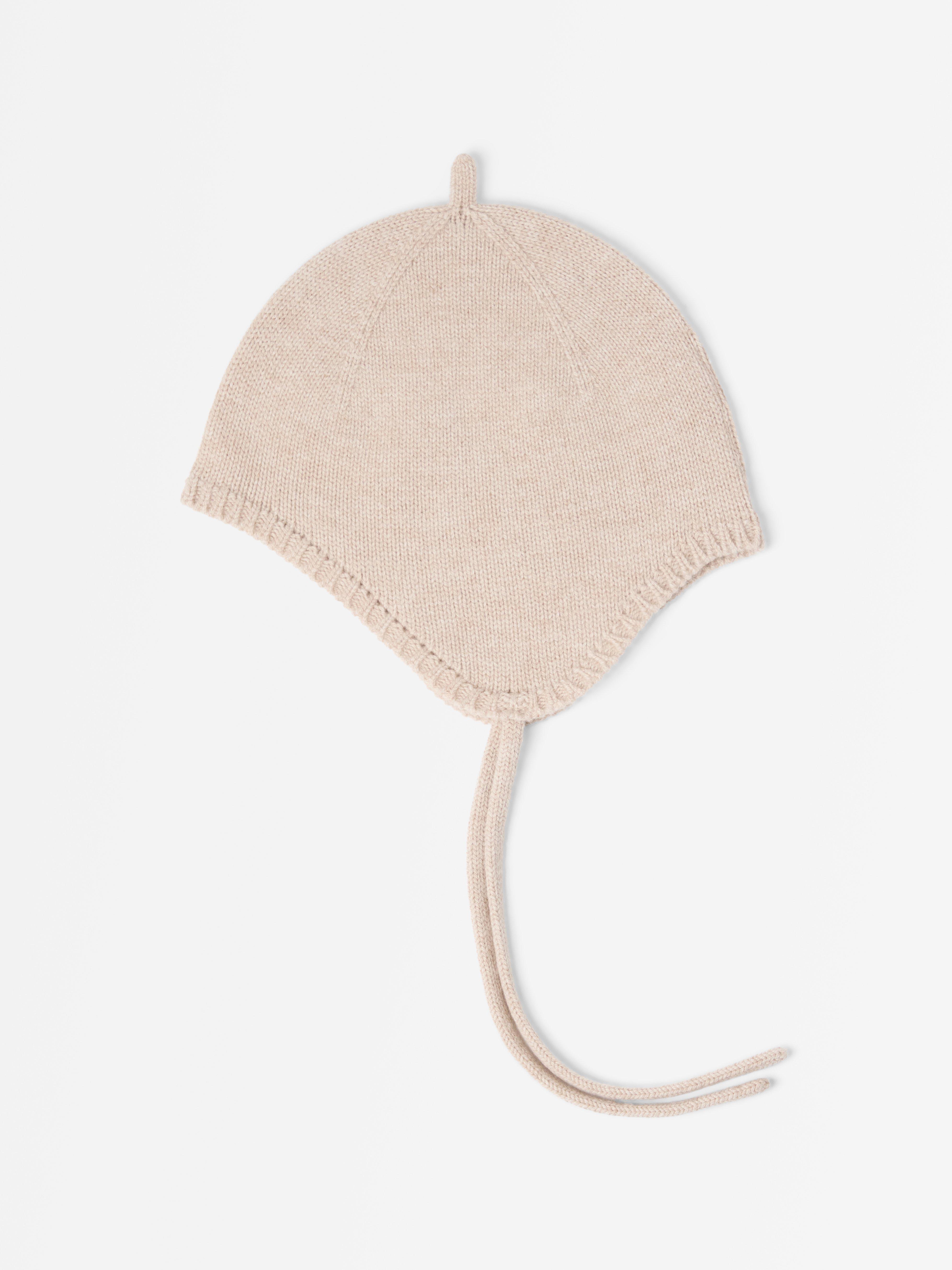 Gorro de lã tricotada em tom bege mesclado