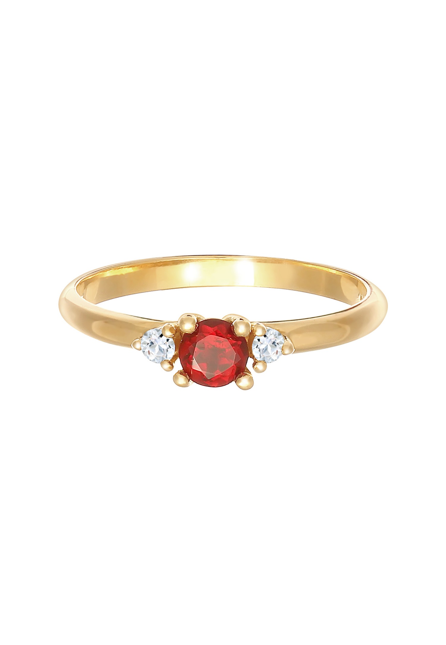 Elli PREMIUM Classique pour dames avec pierre précieuse grenat et topaze en argent sterling 925 plaqué or