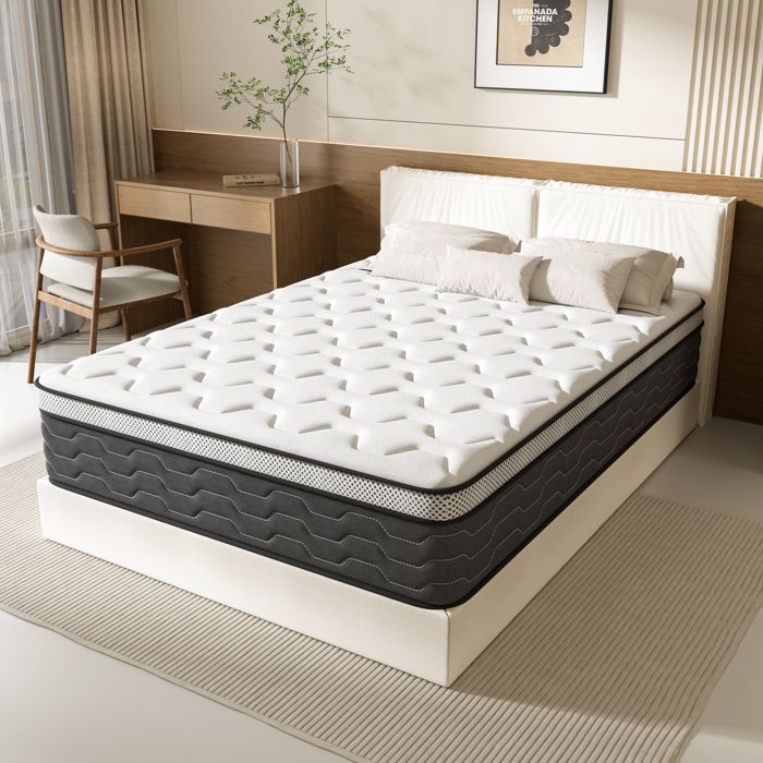 Colchón de muelles ensacados de 120x190 cm, 30 cm de grosor, colchón de muelles ensacados y espuma viscoelástica DEWINE, alta capacidad de rebote.