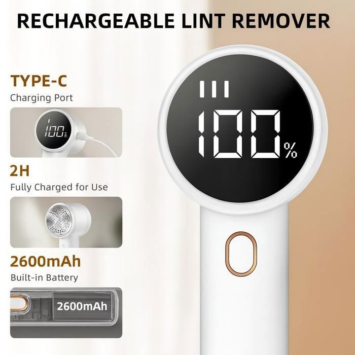 Rasoir anti-bouloches rechargeable avec écran LCD – Haute performance et design moderne Couleur Blanc