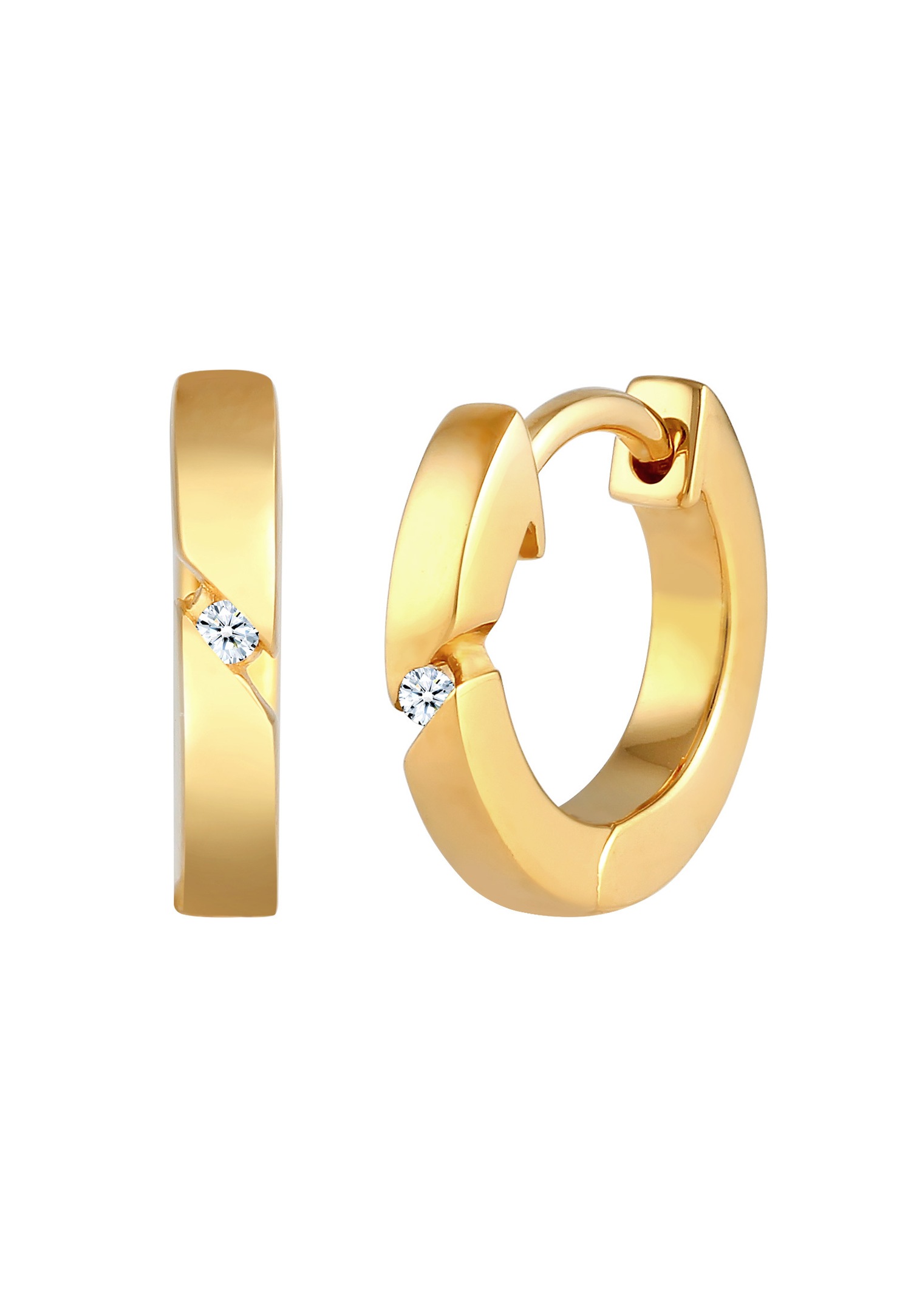 Elli DIAMONDS Femmes Créoles Basique avec Diamant (0.03 ct.) en Argent Sterling 925
