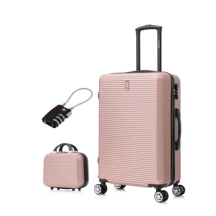 Mala média de 20 kg e 65 cm com nécessaire | Mala de fim de semana CELIMS | ABS | Com fecho | Ouro rosa