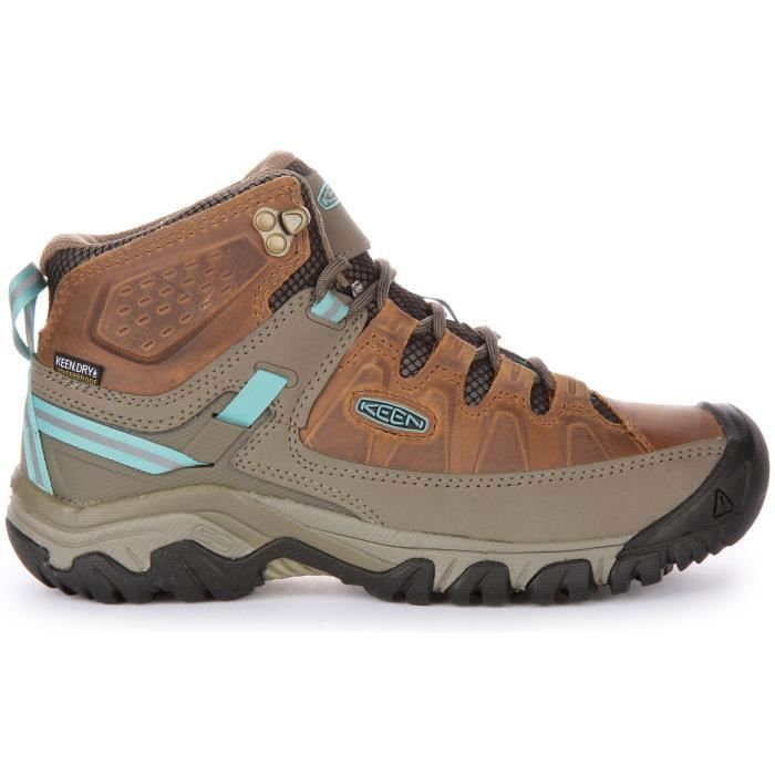 Chaussures de randonnée Keen Targhee III en cuir imperméable et en maille pour femmes - Brun Bleu - 38.5
